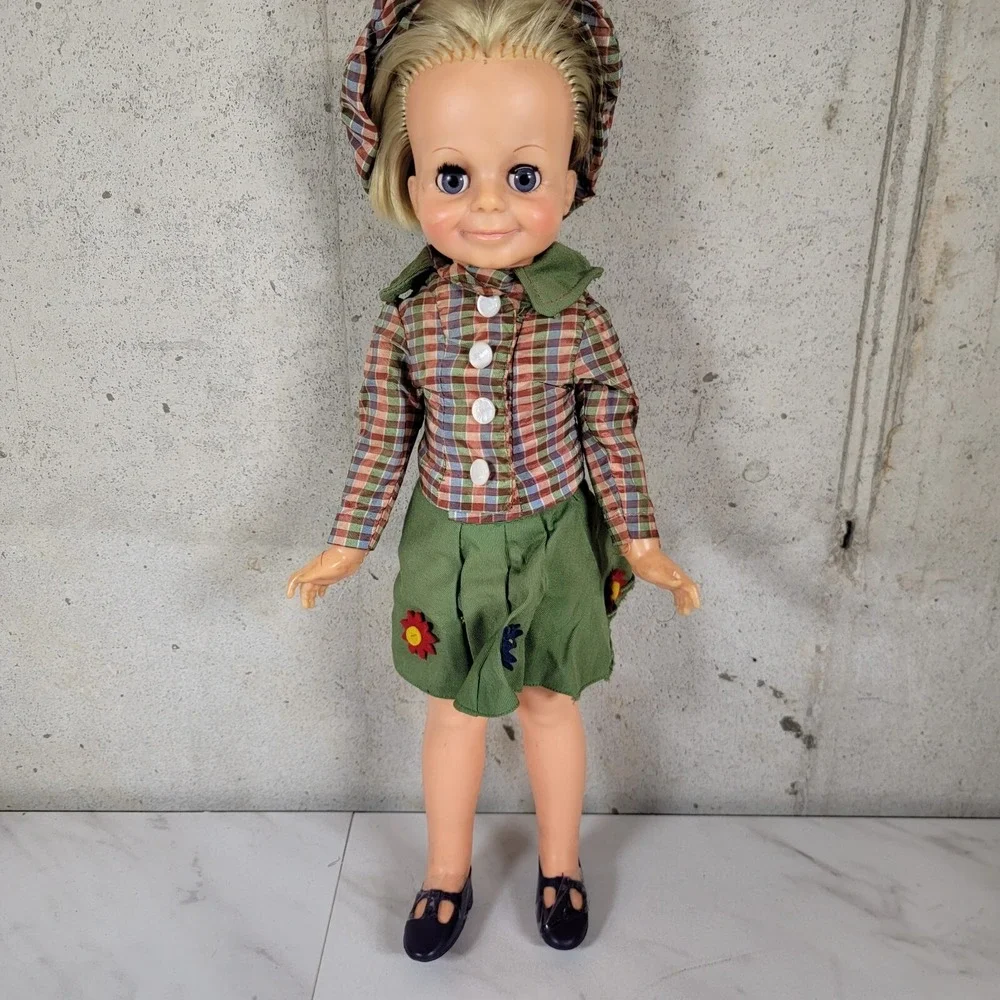 Vintage Ideal Velvet  Doll‎ PLAID HAT Skirt Dress Sears? Aftermarket Homemade?